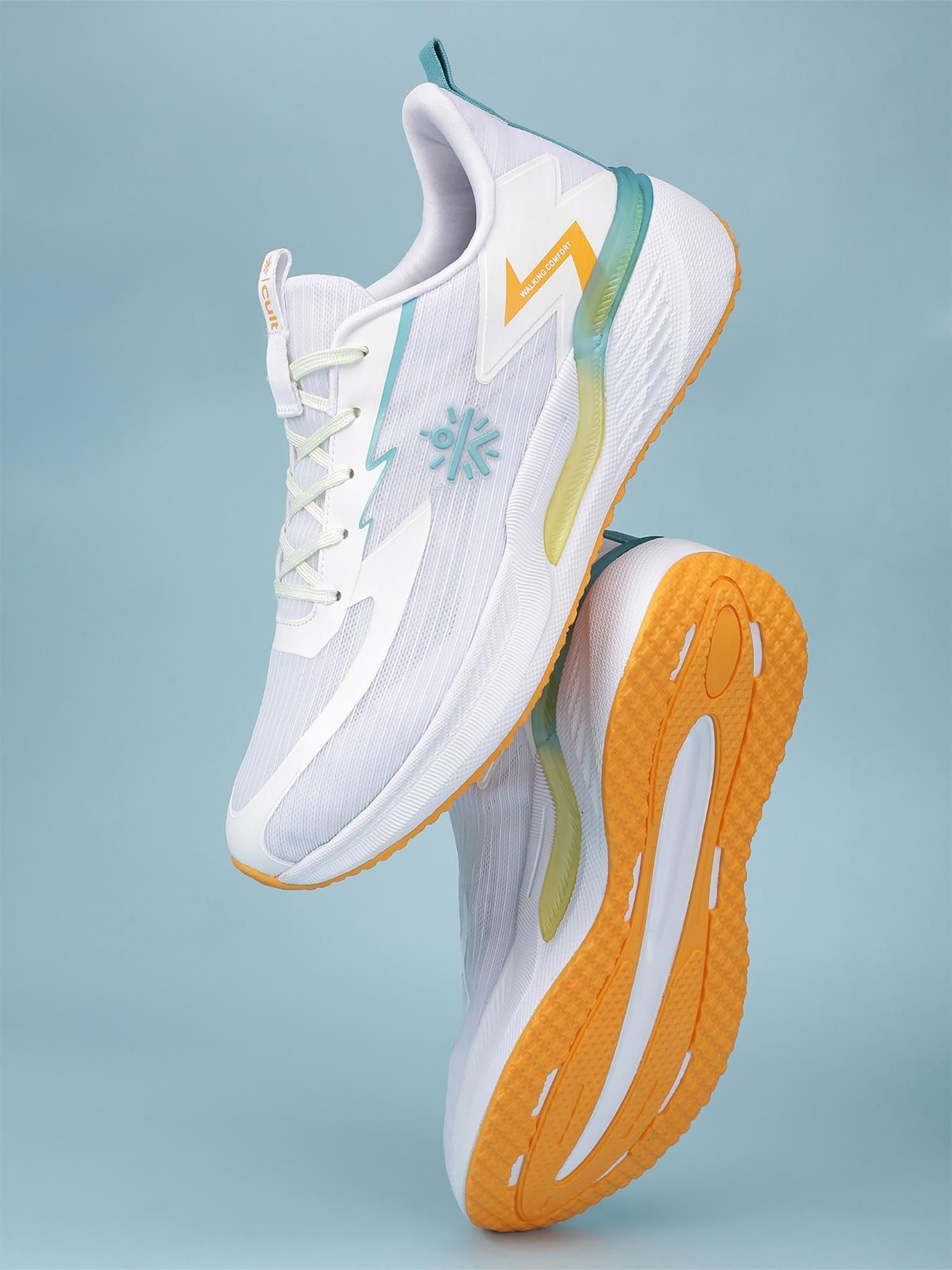 Buy CULT Men Stepsync Walking Shoes - White & Orange Online