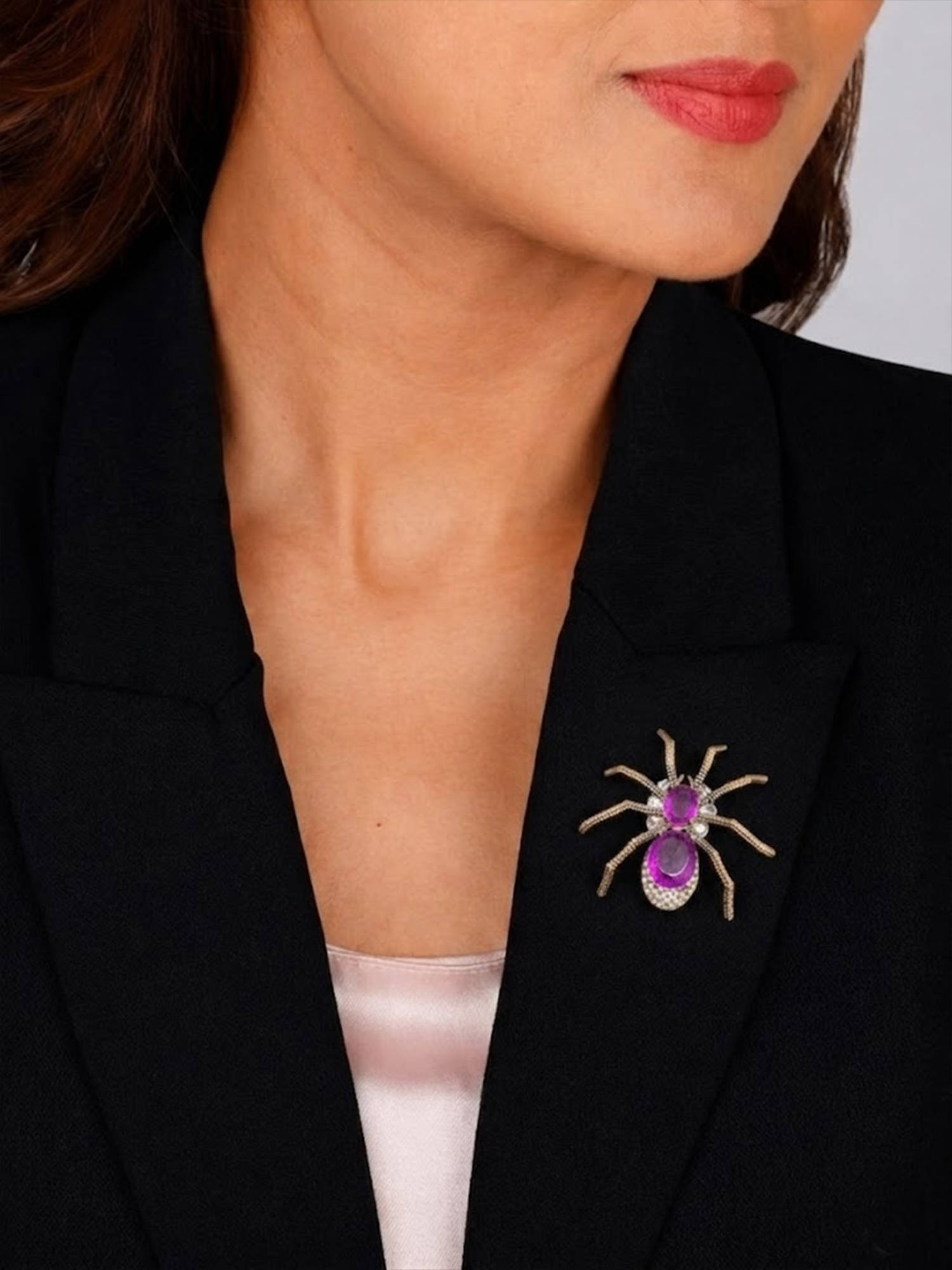 Treemoda Victorian Plating Spider Brooch-Purple