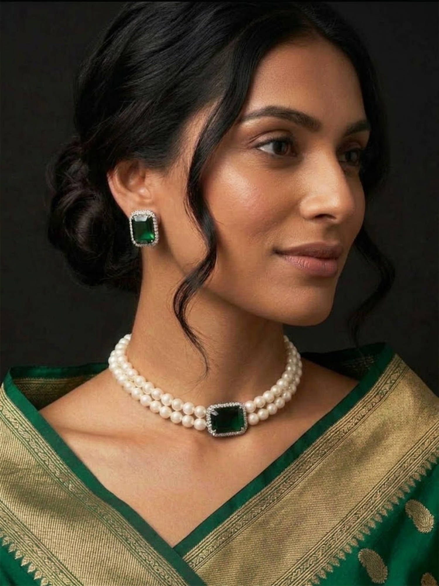 Treemoda Victorian Plating Choker Necklace & Pairs of Earrrings