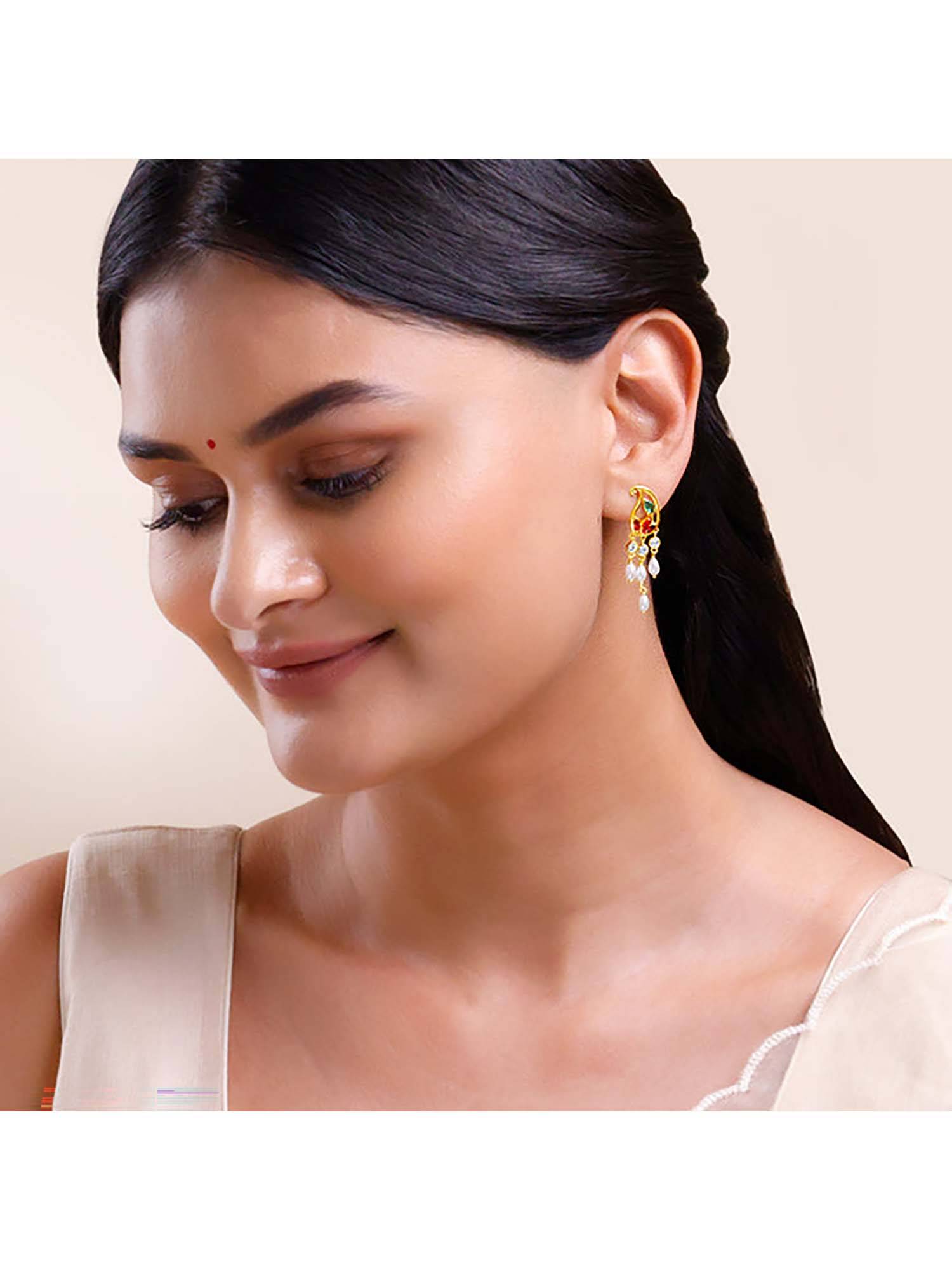 GIVA Women 925 Silver Parvati Multi-Color Stone Earrings