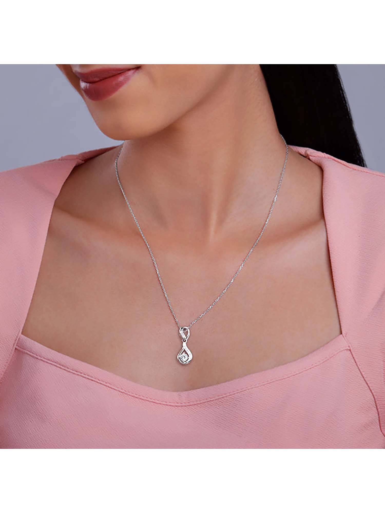 GIVA Women 925 Silver Zirconia Drop Necklace Set