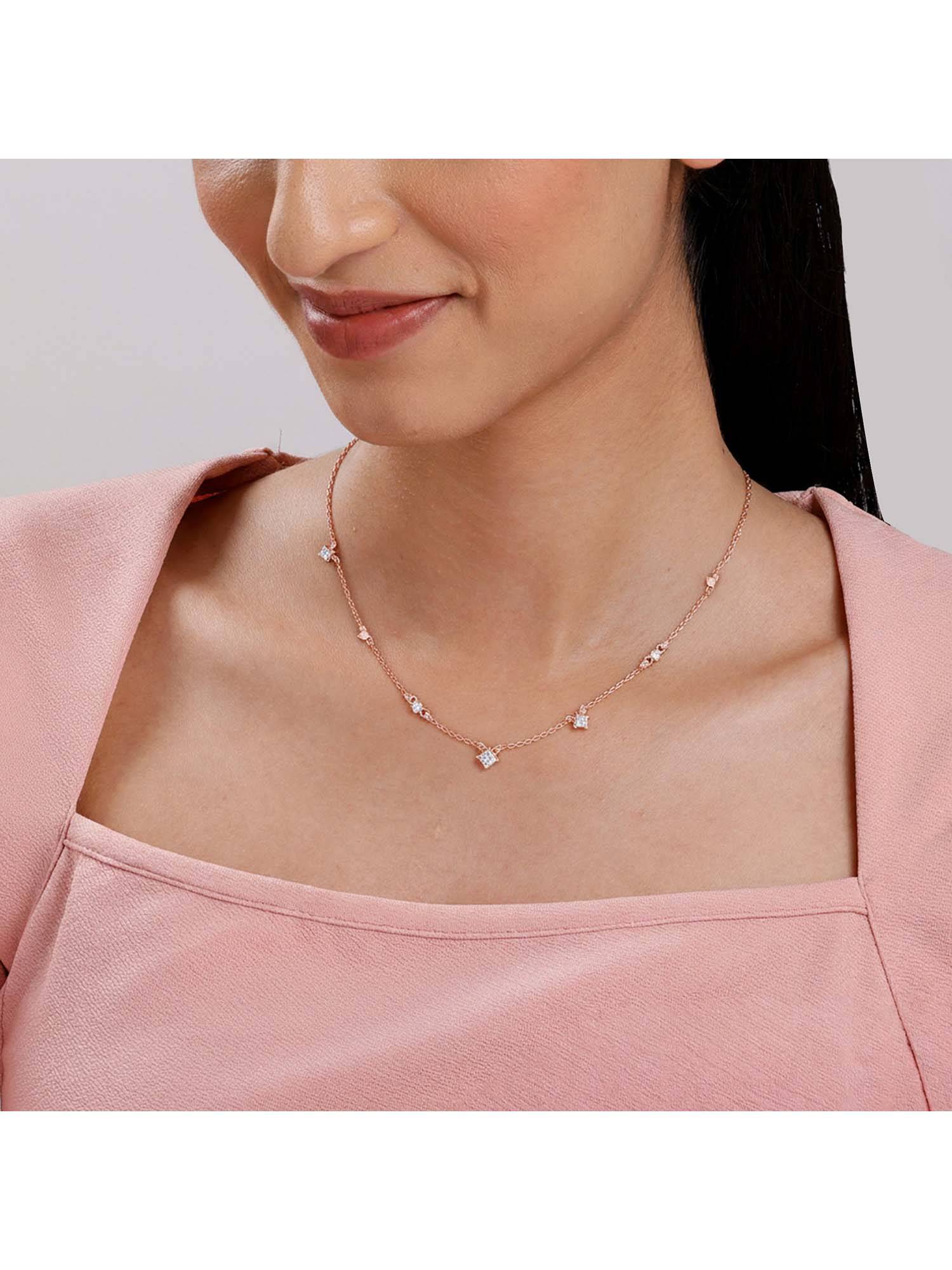 GIVA Women 925 Silver Rose Gold Plated Geometric Charm Necklace