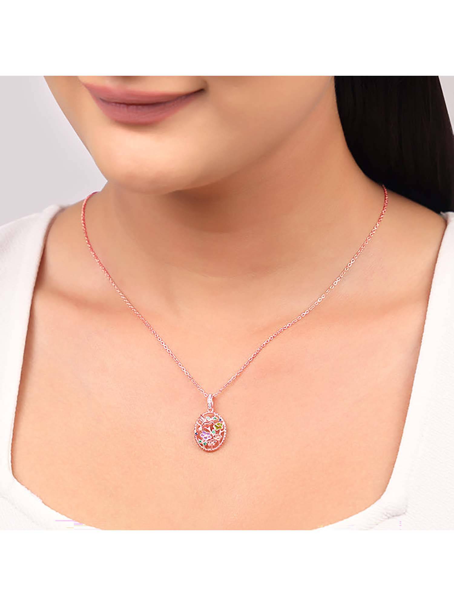 GIVA Women 925 Silver Rose Gold Plated Necklace