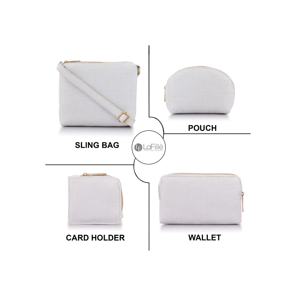 LaFille White Womens Handbag Shoulder Bag Combo Set of 5 Buy LaFille White Womens Handbag