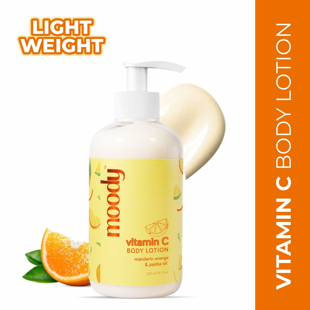 Moody Vitamin C Body Serum Lotion With Mandarin Orange, Niacinamide & Jojoba Oil For Brighter Skin