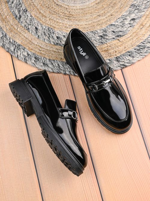 Chunky Sole Loafers Men Chunky Black Patent Loafers Styli Mens