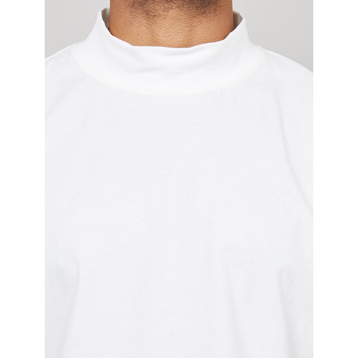 Buy Styli White Mock Neck Oversized T-Shirt Online