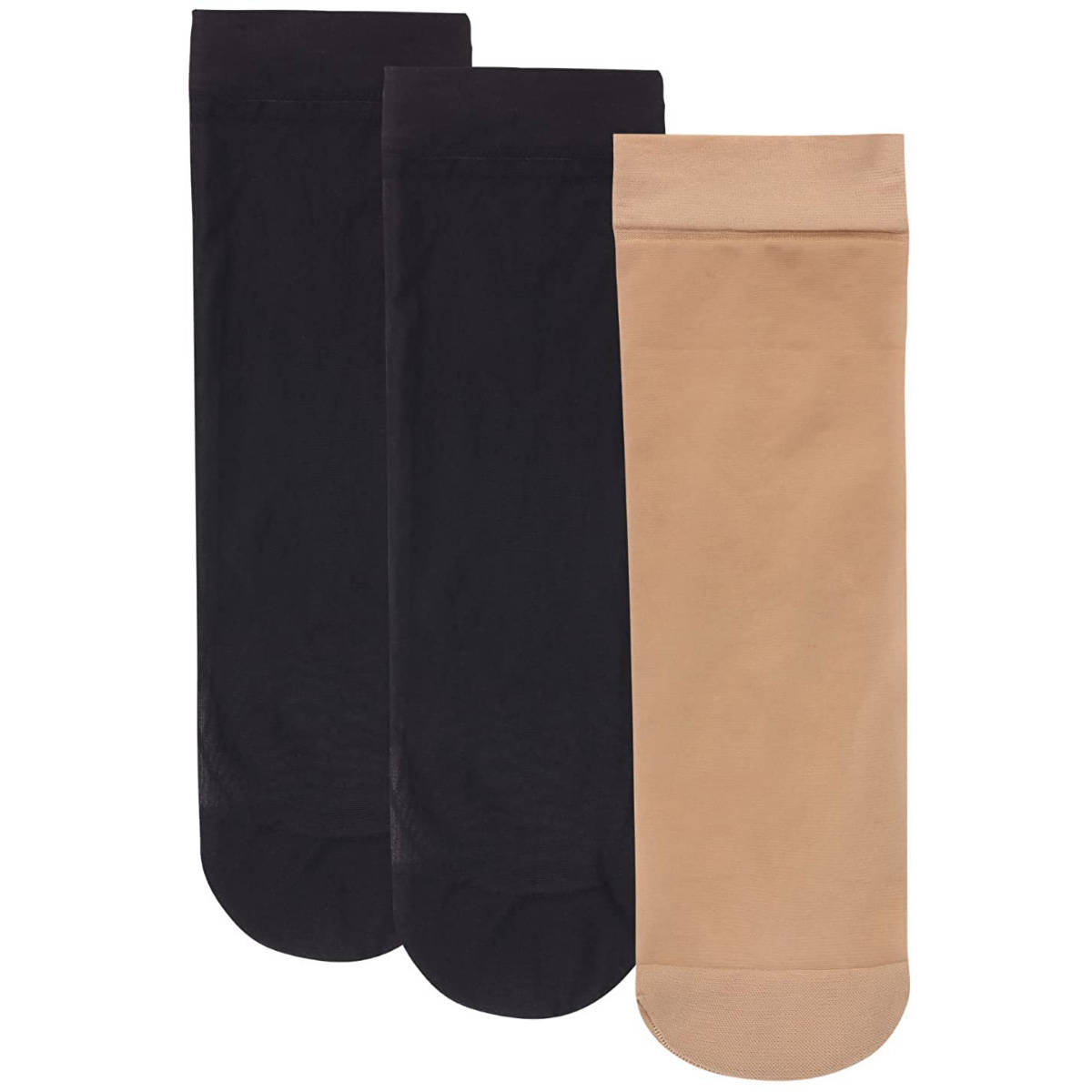 NEXT2SKIN Womens Cotton Hidden Loafer No Show Liner Socks - Pack of 3 (Skin:Black:Black)