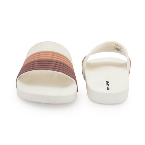Buy Red Tape Women Colorblocked Off White And Pink Sliders Online - Main Image