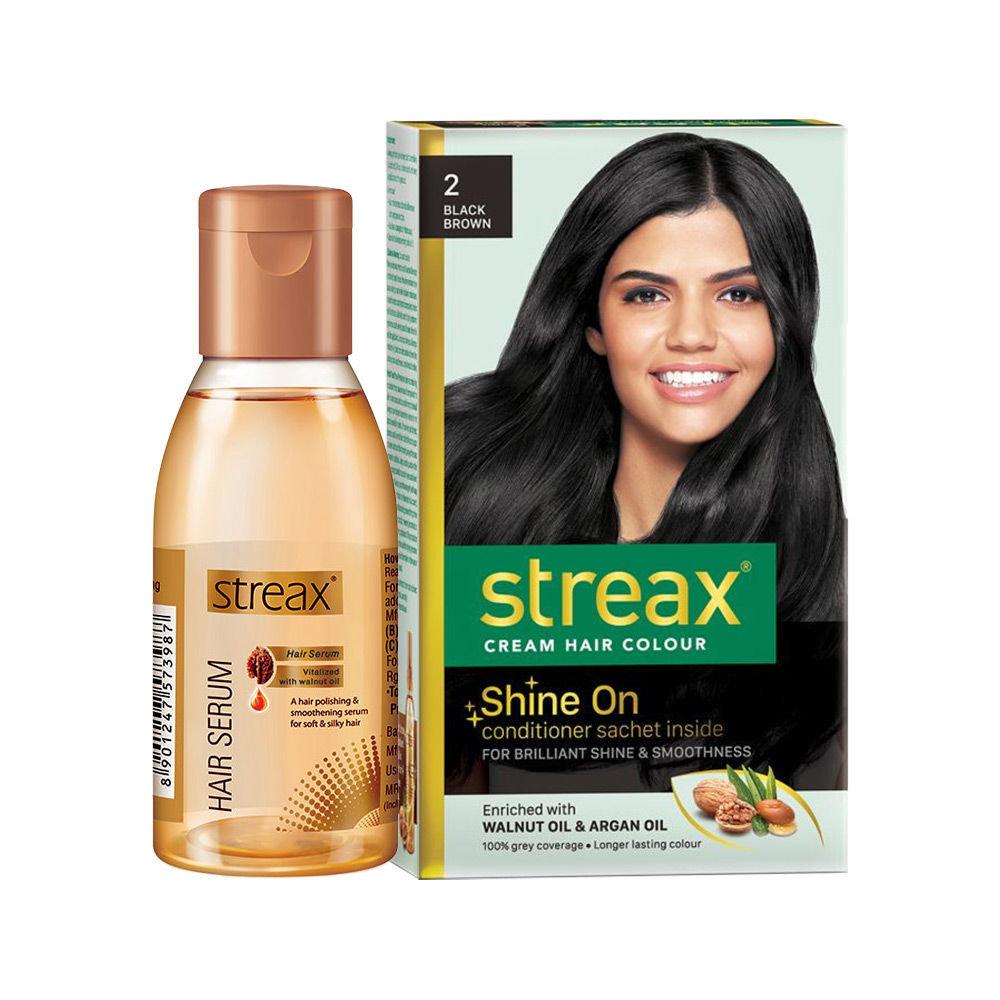 Streax Hair Colour - Black Brown + Hair Serum: Buy Streax Hair Colour -  Black Brown + Hair Serum Online at Best Price in India | Nykaa