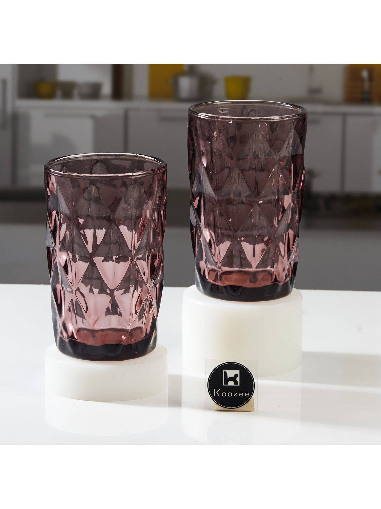 Kookee Pink Crystal Drinking Glasses (Pack of 2)