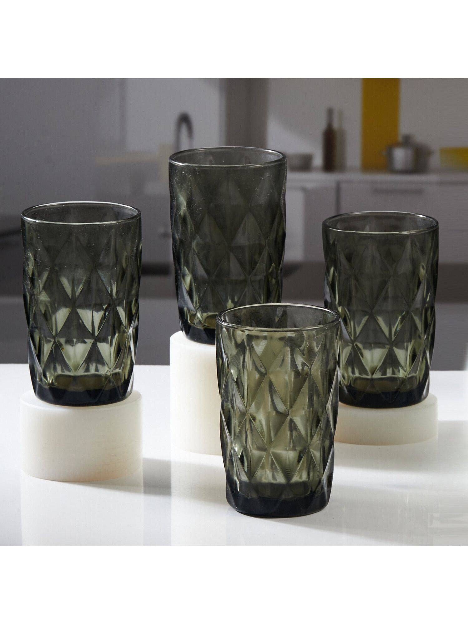 Kookee Grey Crystal Drinking Glasses (Pack of 4)