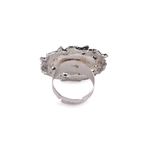 Fida Ethnic Oxidized Silver Mirror Ring for Women