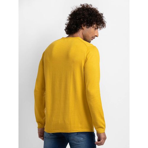 Spykar Sulphur Yellow Cotton Full Sleeve Casual Sweater for Men (2XL)