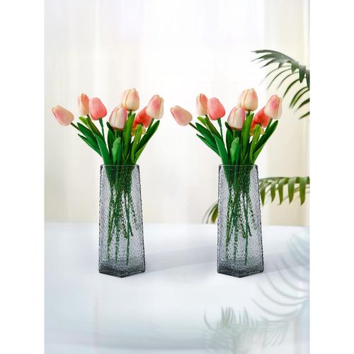 Ekhasa 100% Crystal Glass Vase Flower Pot for Home Decoration (Set Of 2) (6  Inches)