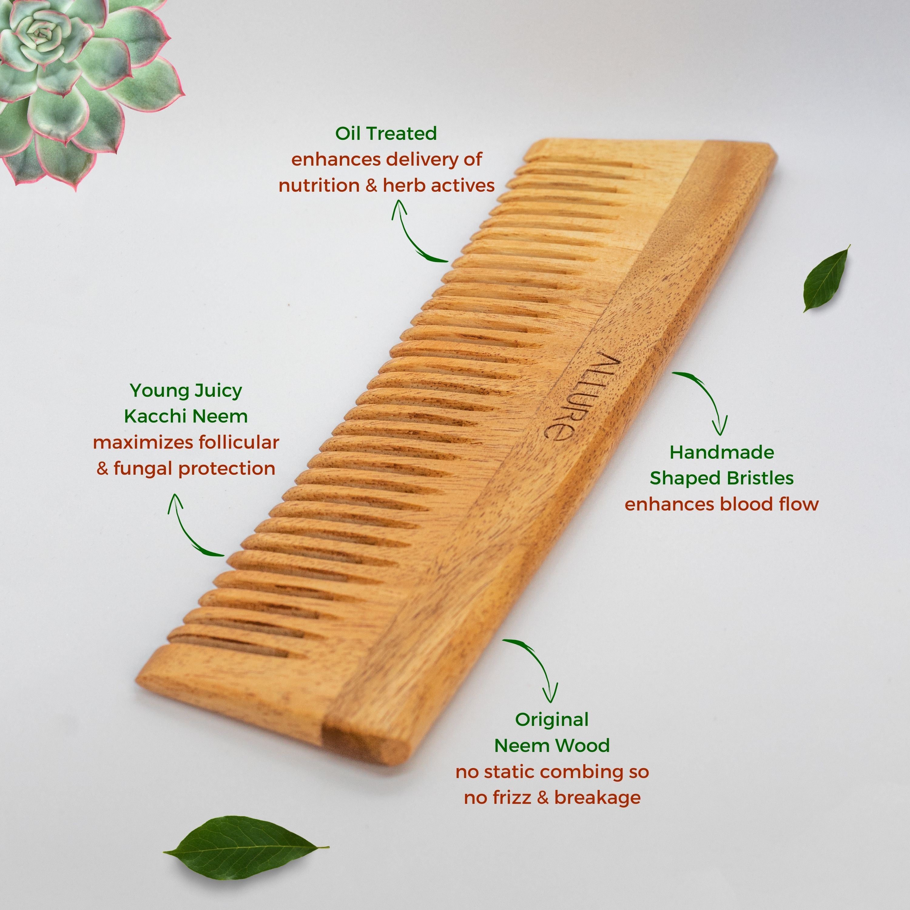 Buy Allure Neem Wooden Detangle Comb - CD 01 Online