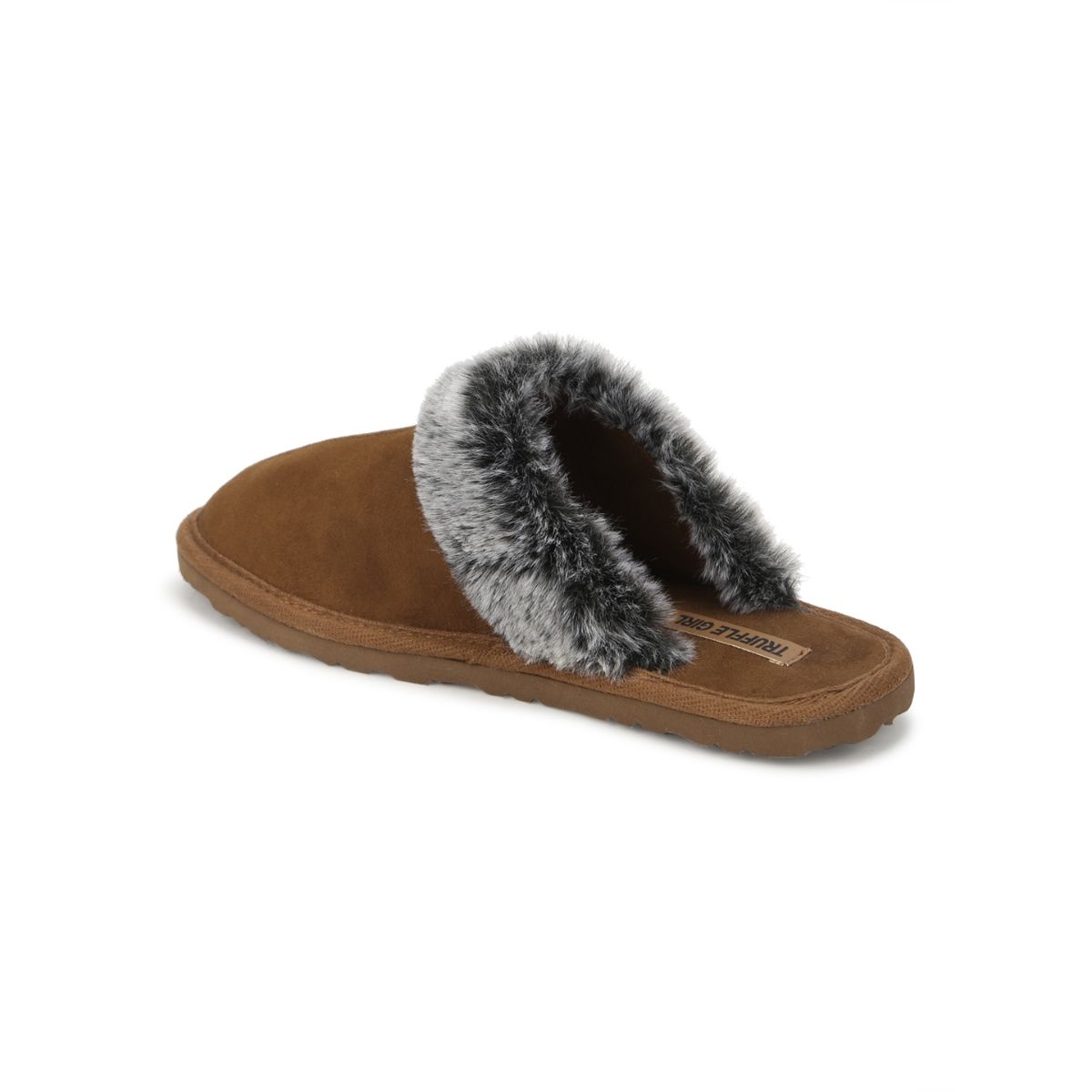 Truffle Collection Tan Micro Fuzzy Slippers With Faux Fur: Buy Truffle ...