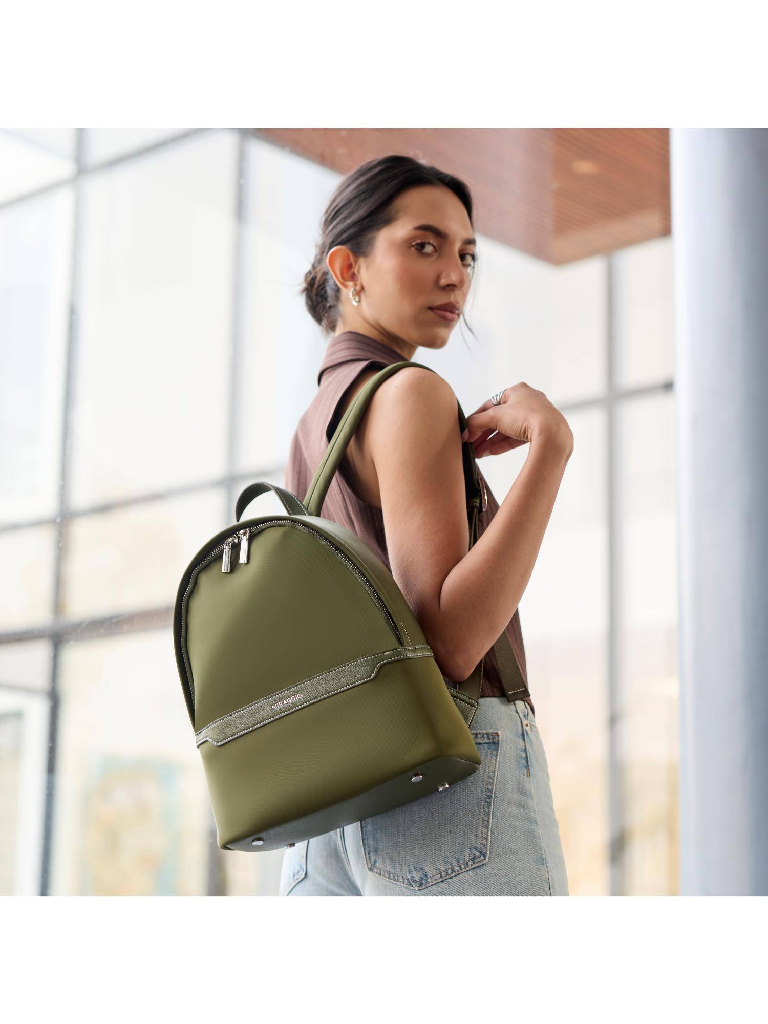 MIRAGGIO Women Avenue Backpack - Green (L)