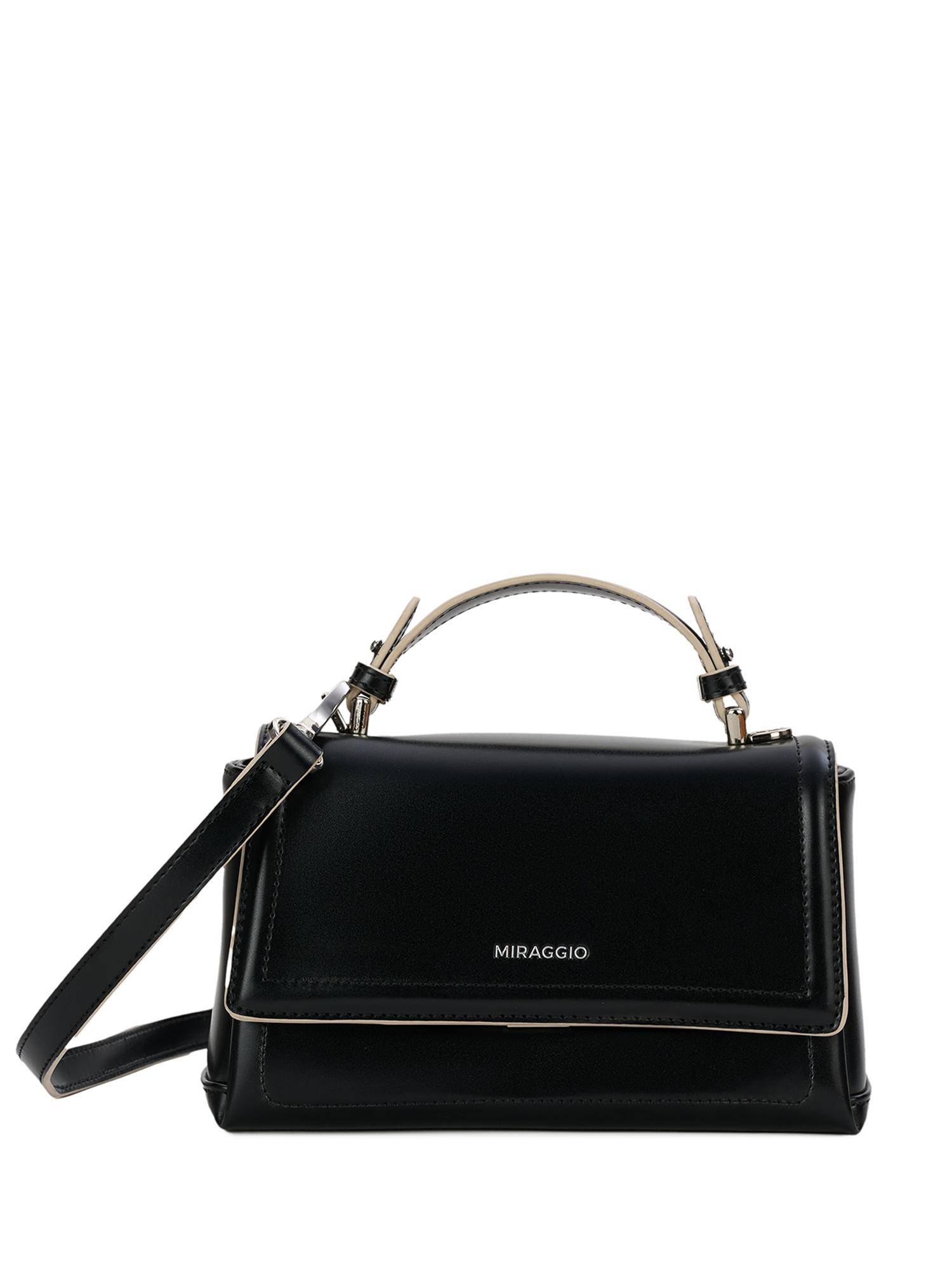 MIRAGGIO Fluer Top Handle Satchel Bag with Detachable Strap - Black (S)