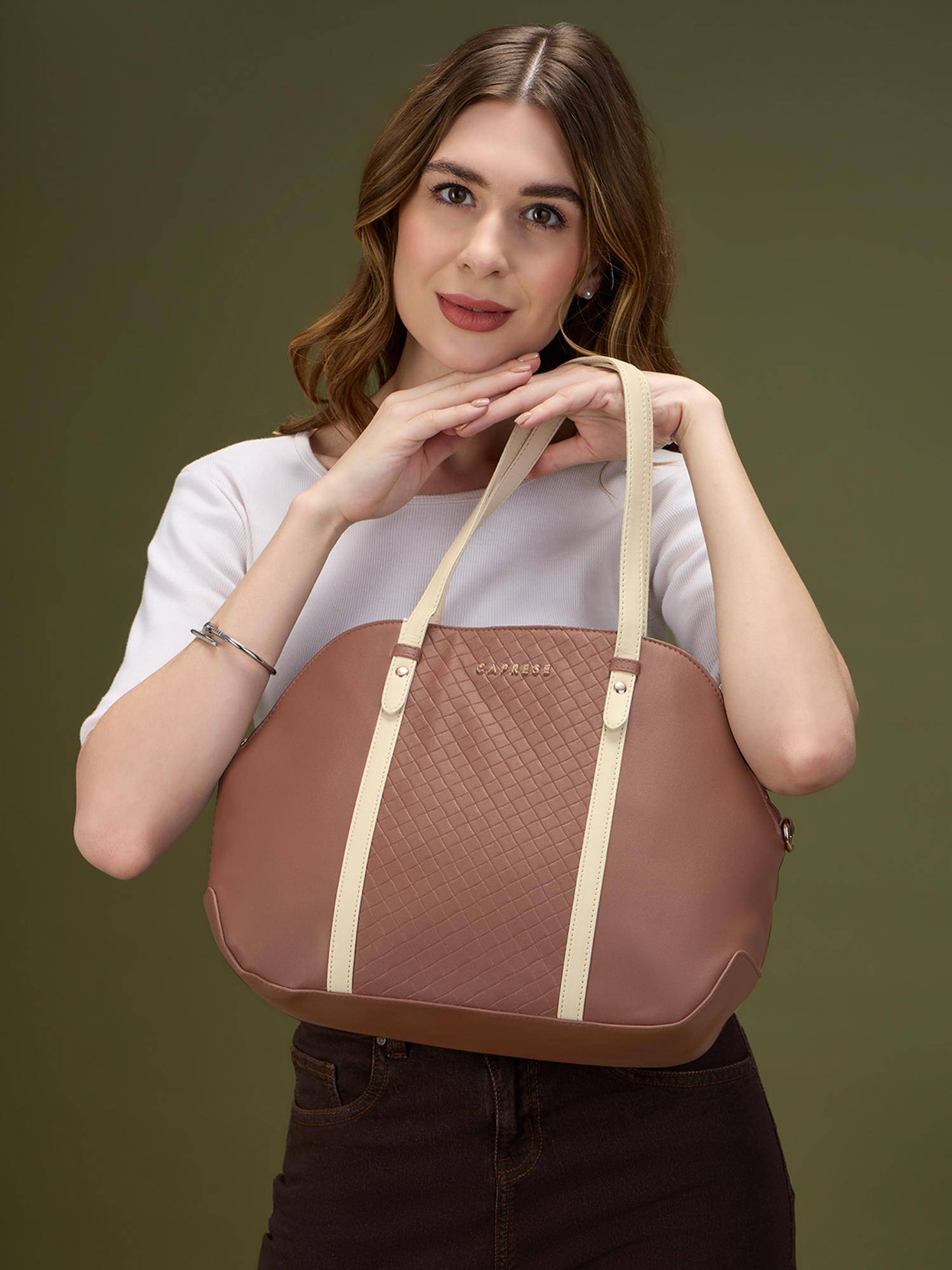 Caprese Women Alpine Chocolate Brown Medium Satchel Bag with Detachable Strap