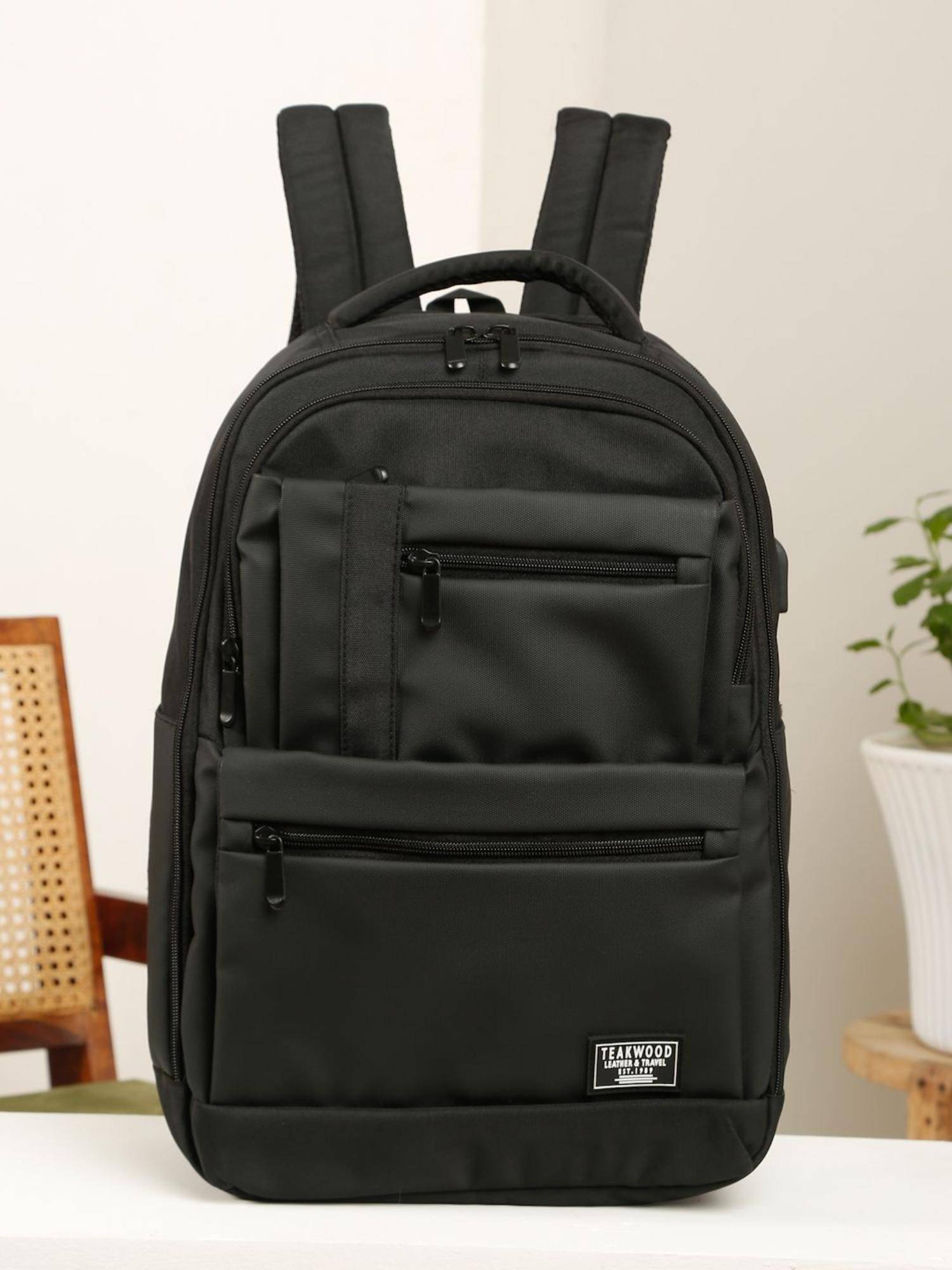Teakwood Leather Unisex Backpack - Black