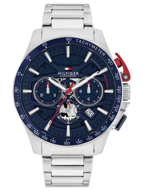 Buy Tommy Hilfiger Bank Quartz Blue Dial Silver Stainless Steel 