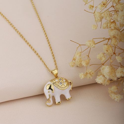 Buy Carlton London White Gold Toned Animal Pendant with Chain Online