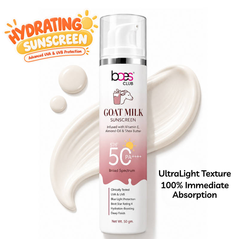 Baes Club Goat Milk Sunscreen Spf 50 Pa++++ With Shea Butter Vitamin E No White Cast All Skin Type