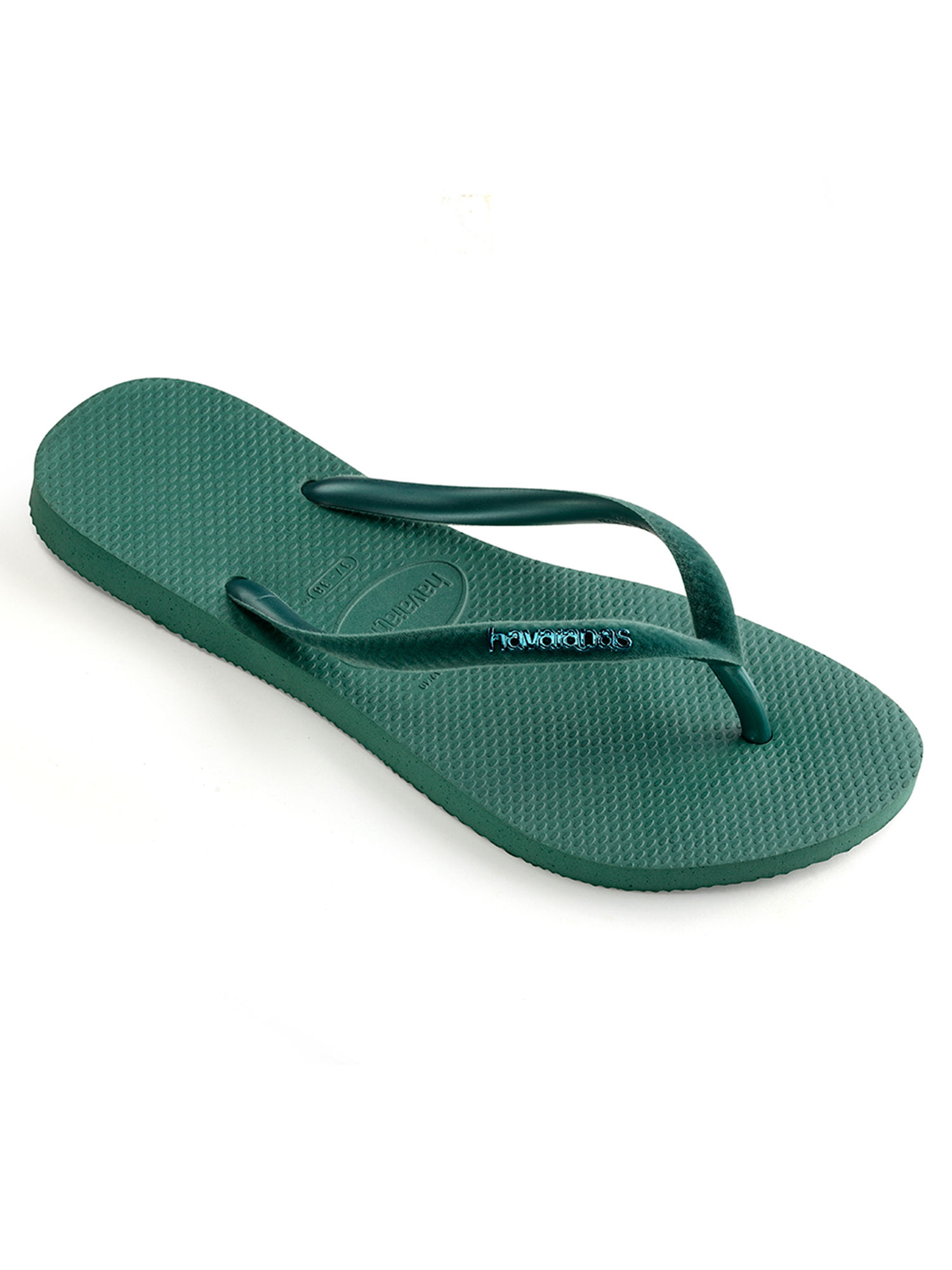 Havaianas Women Slim Velvet Green Solid Thong Flipflops EURO 35 36