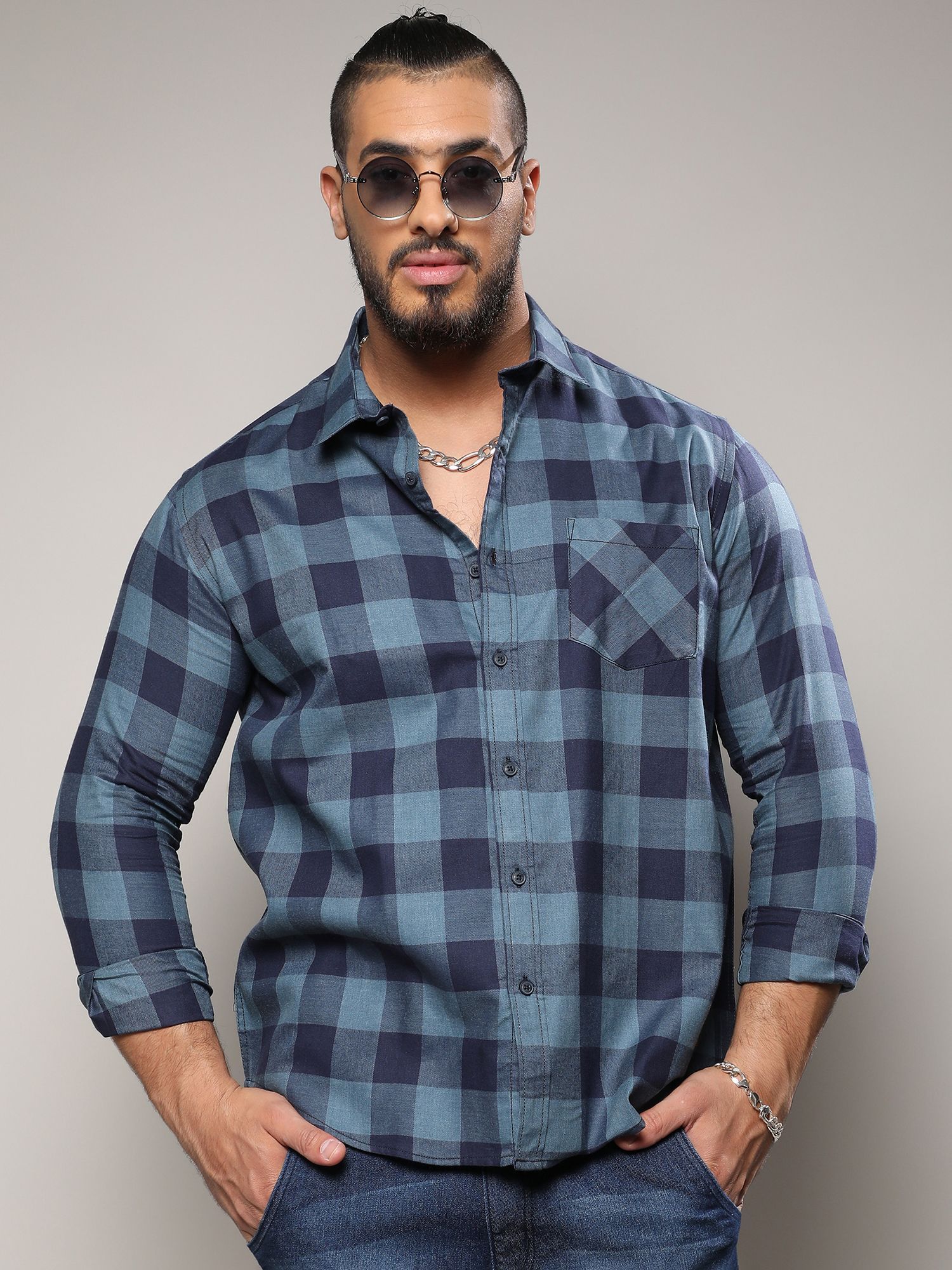 Mens blue buffalo check shirt best sale