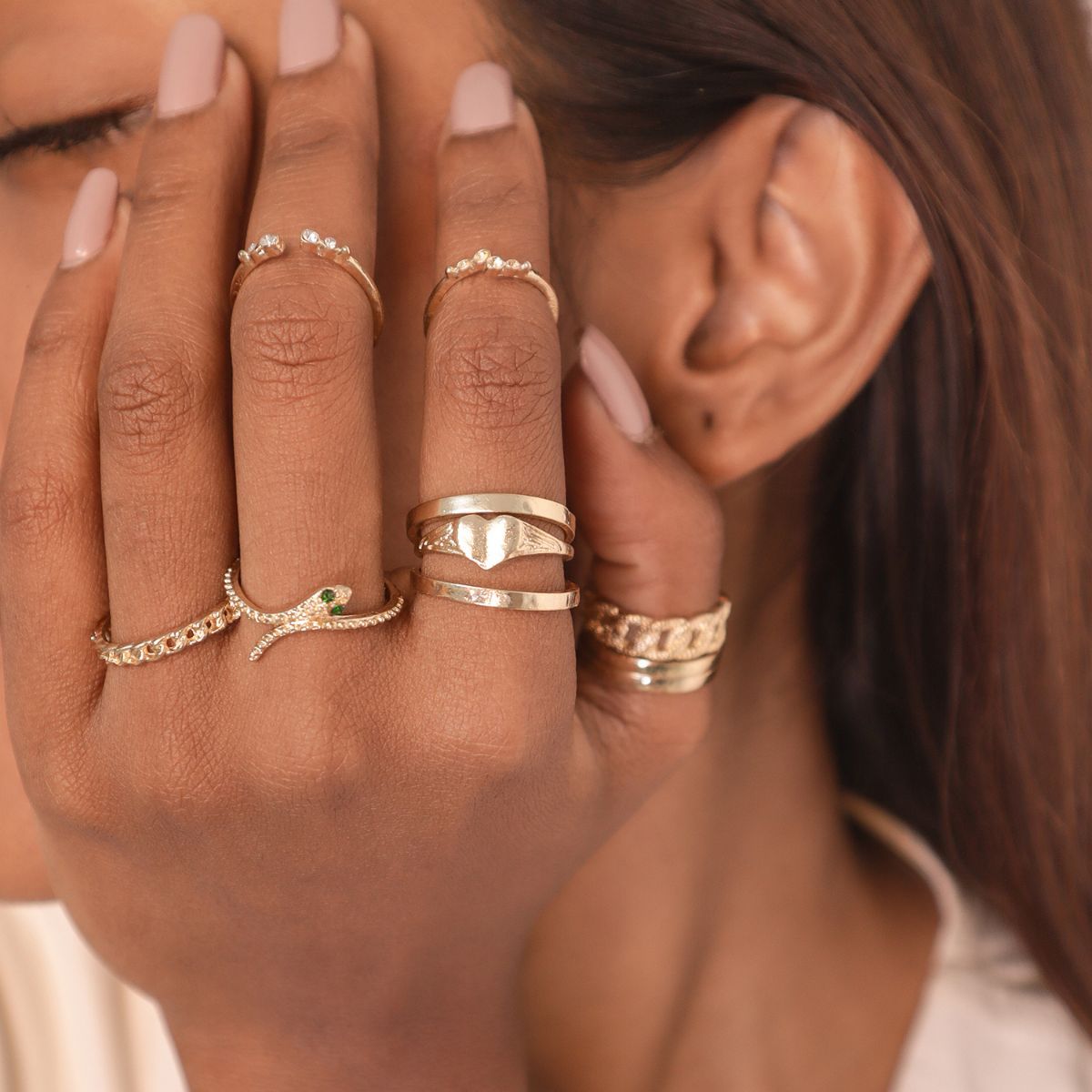 Gold Geometric Ring Set of 5 – www.pipabella.com