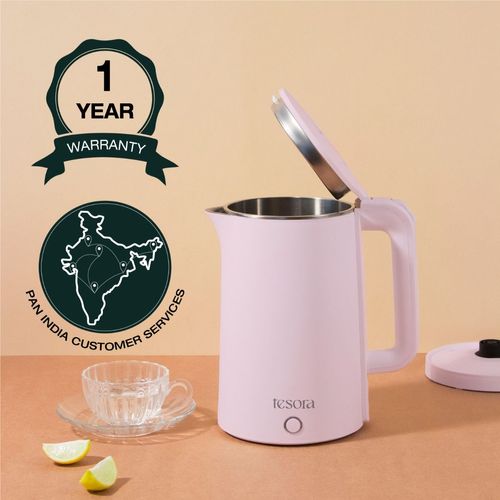 (Pink)Electric Kettle 2000W Double Layer Stainless Steel Electric Tea ZU