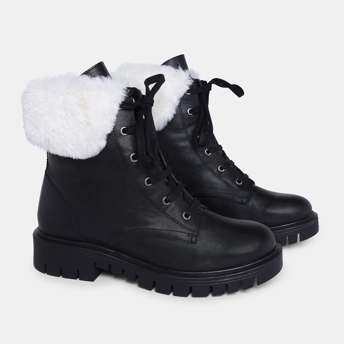 black boots with fur