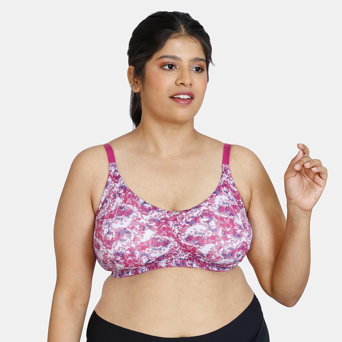 Buy Zivame Pixel Play Double Layered Wired Full Coverage Minimiser Bra -  Anthracite online