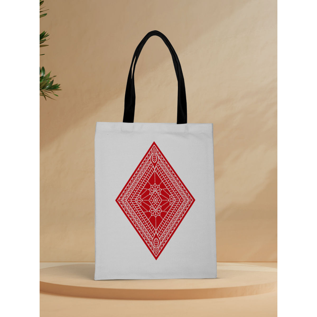 Buy Crazy Corner Diamond Shape Printed Tote Bag Online