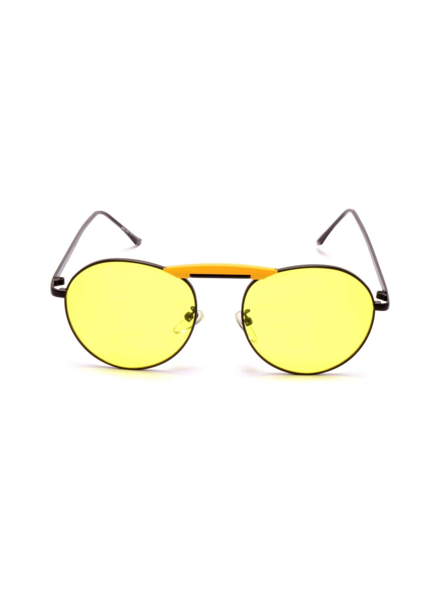 Mespee Yellow Full Rim Round Stylish UV Protected Sunglasses (55)