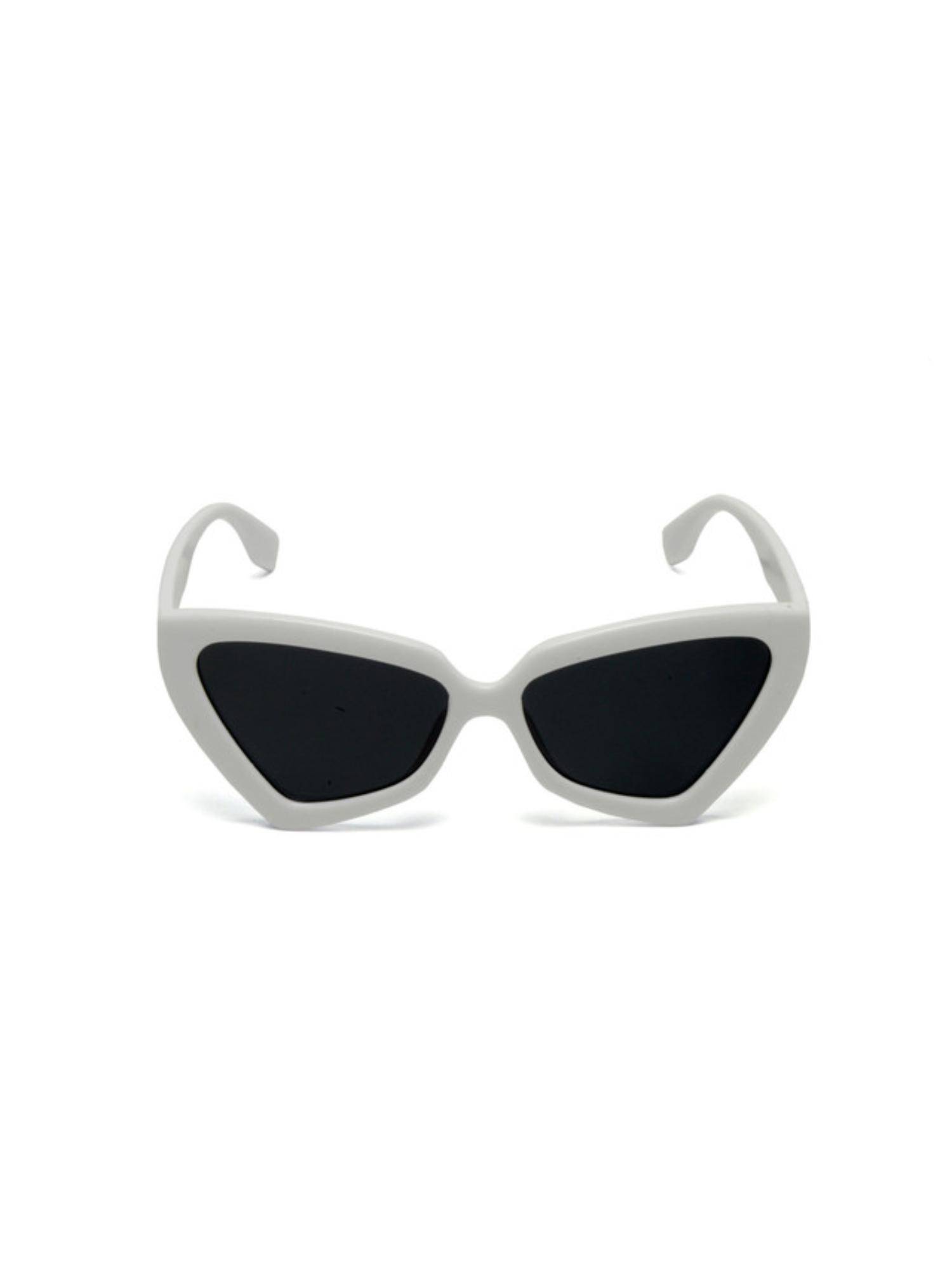 Mespee Black White Cat Eye Full Plastic Stylish UV Protected Sunglasses (56)