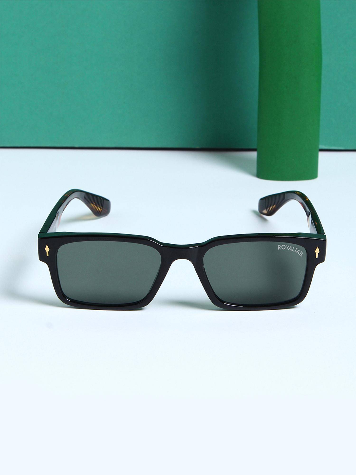 ROYALTAIL UV Protected Green Colombo Rectangular Full Rim Sunglasses (50)