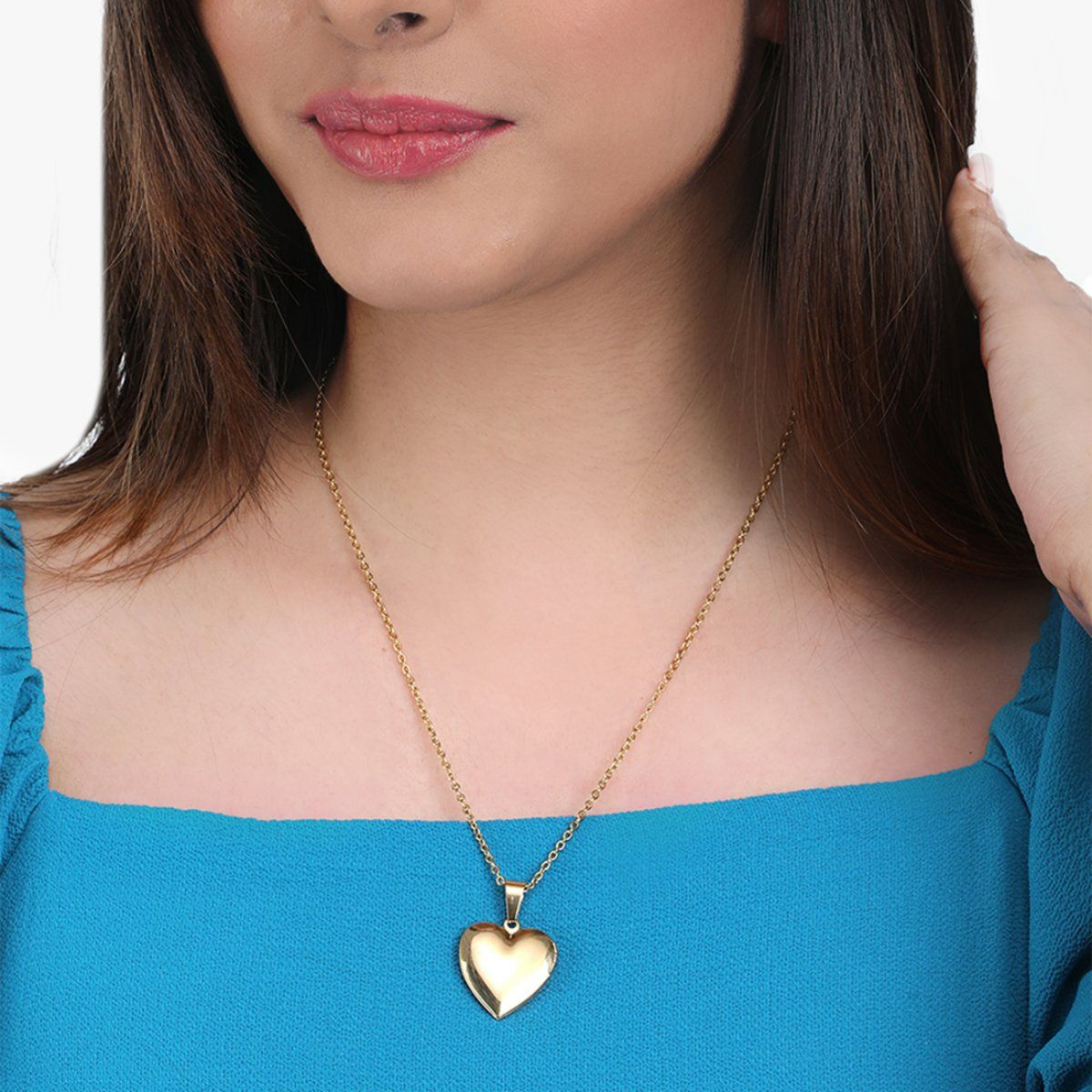 Gold Locket Necklaces Heart | Locket Heart Pendant Gold | Chain Pendant  Gold Heart - Pendants - Aliexpress