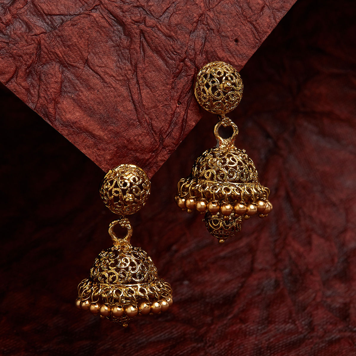 Heavy South Indian Design Gold Earrings in Moisannite and Kundan work with  Pearls  Reeya LifeStyle