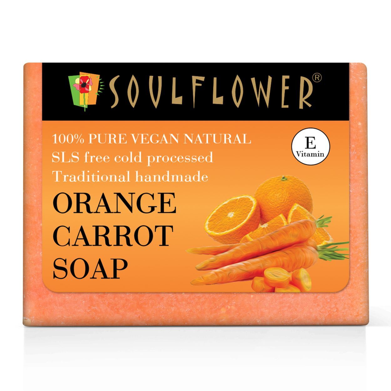 Soulflower Ayurvedic Vitamin C Orange Carrot Handmade Soap for Skin Face Whitening, Dark Spots