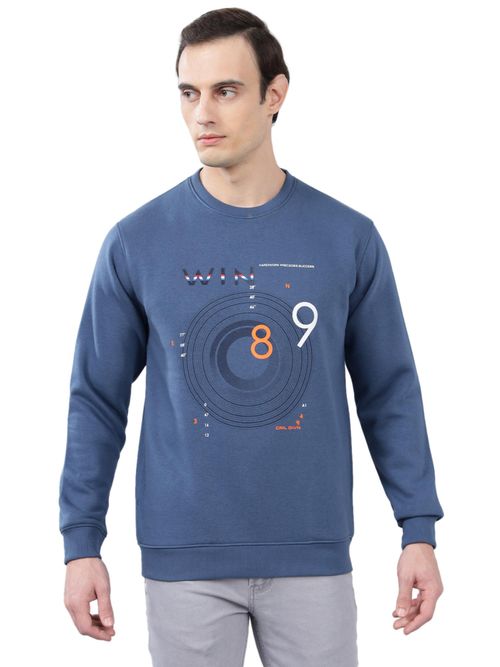 Cantabil Blue Printed Casual Sweatshirt