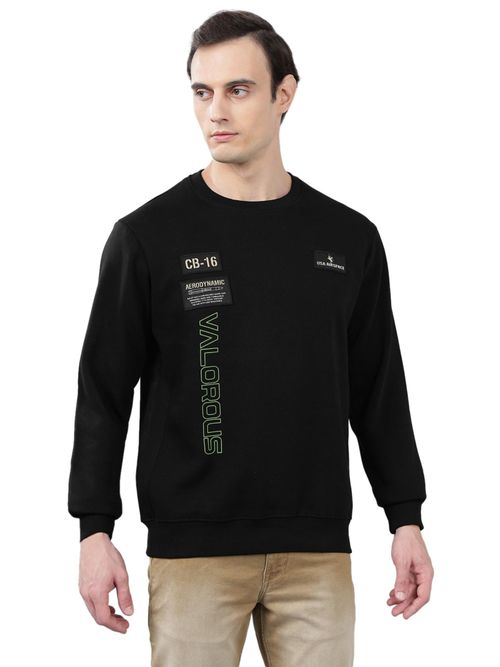 Cantabil Black Printed Casual Sweatshirt - Main Image