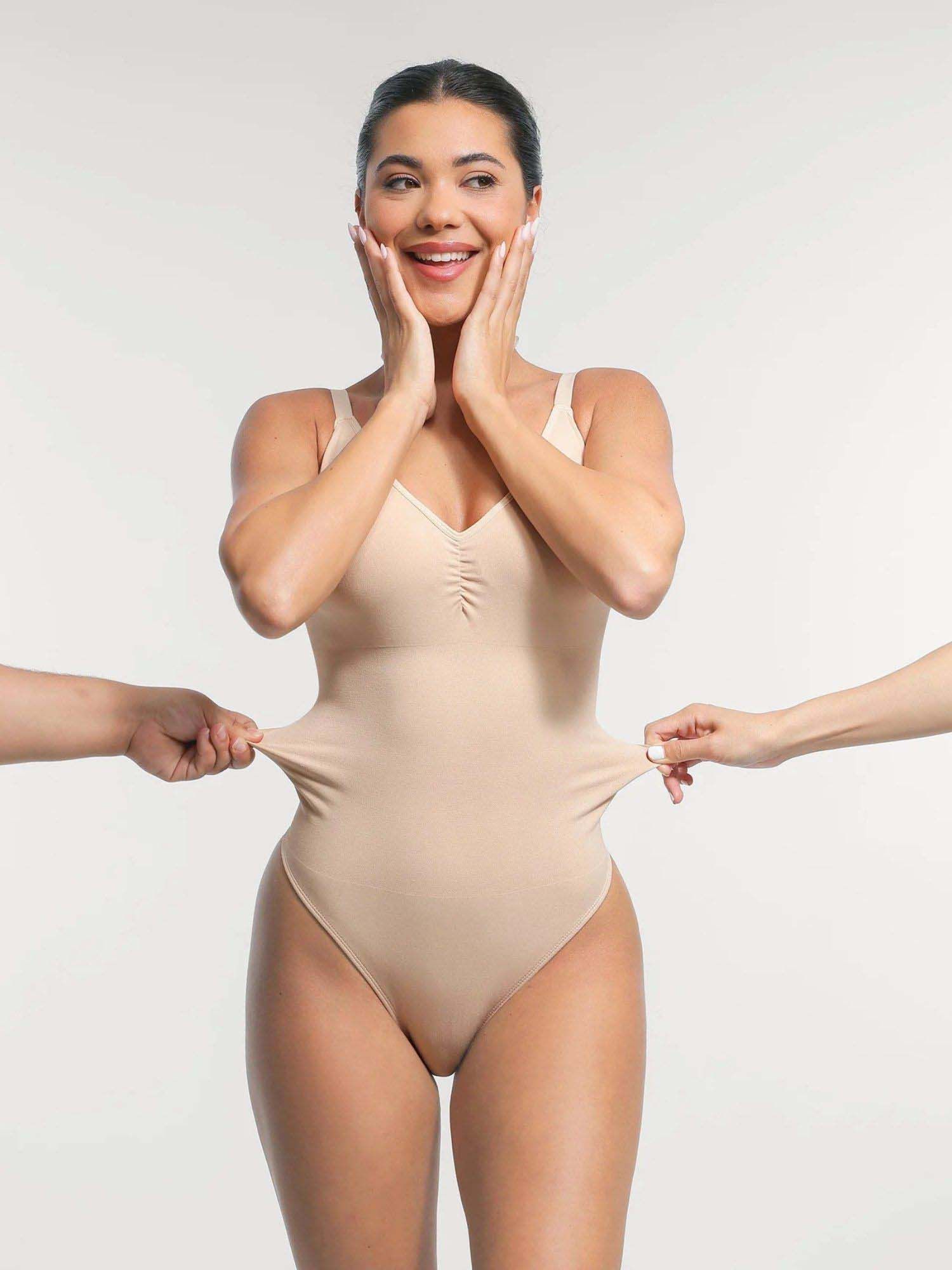 Buy Shop The Edit Beige Nylon/Spandex Solid Shapewear Bodysuit Online