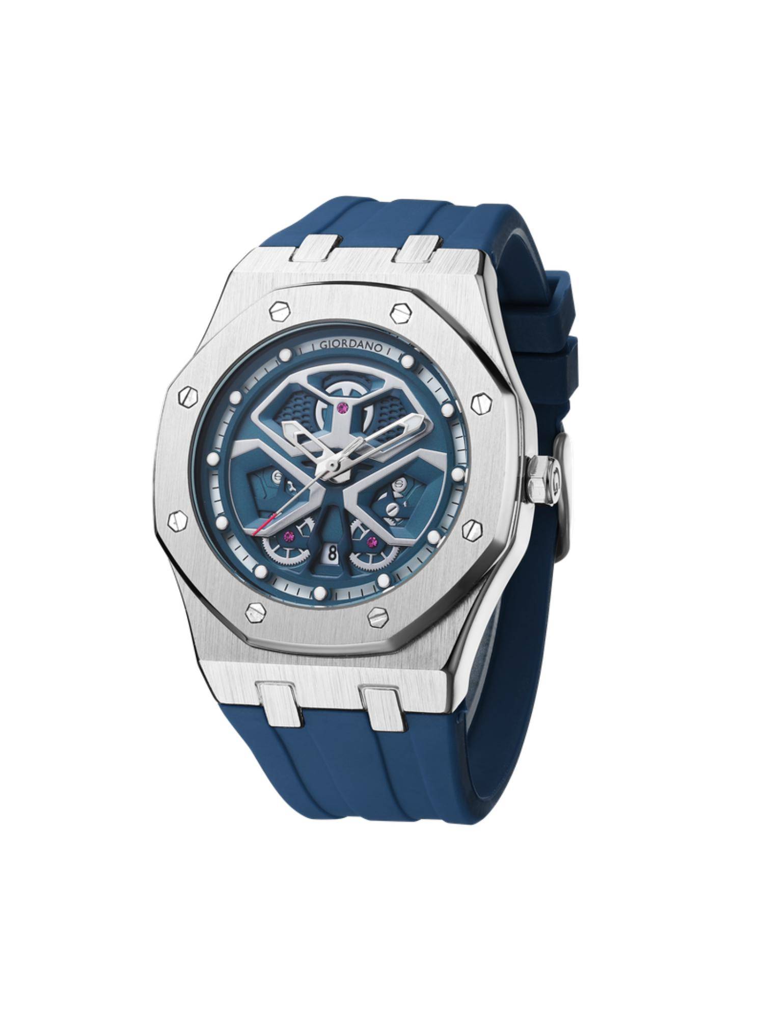 Giordano Skeleton style Dial Analog Watch for Men - Blue (M)