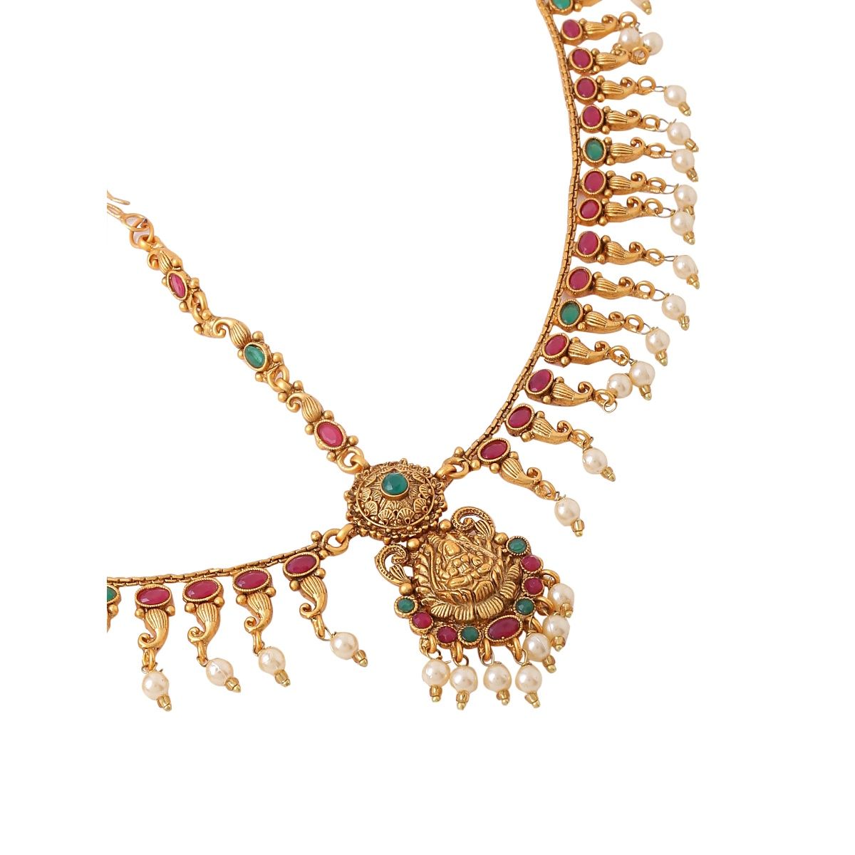 Yellow Chimes GoldPlated StoneStudded and Beaded Temple Bridal