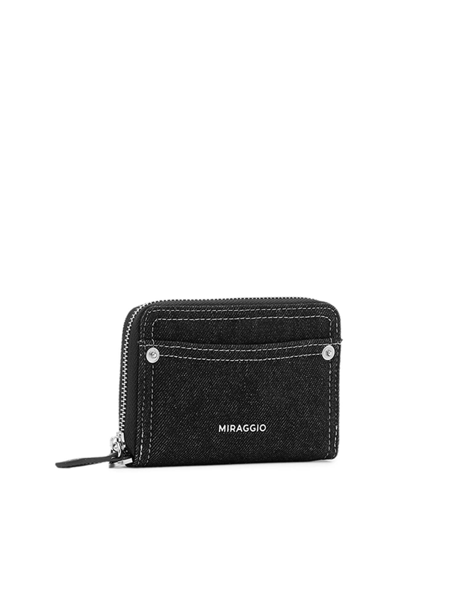 MIRAGGIO Women Dew Denim Black Wallet (S)