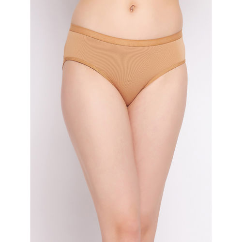 Buy Clovia Mid Waist Hipster Panty In Nude Color-Cotton Online