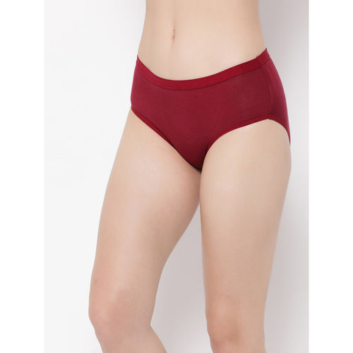 Buy CLOVIA Mid Waist Hipster Panty in Red - Modal