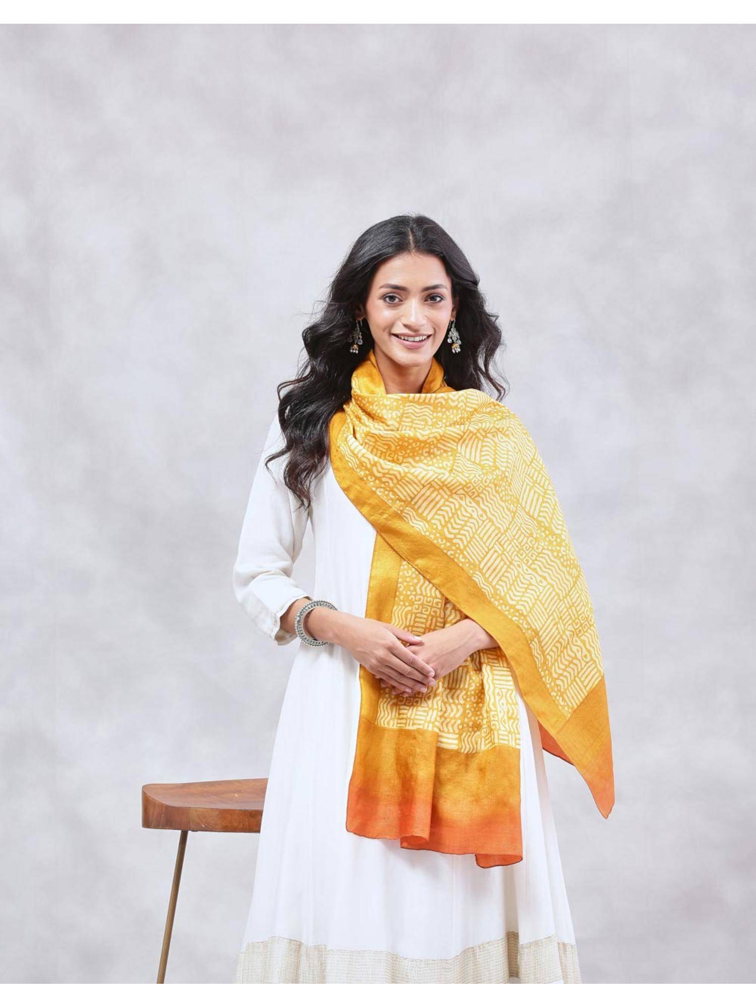 Fabindia Yellow Silk Stole